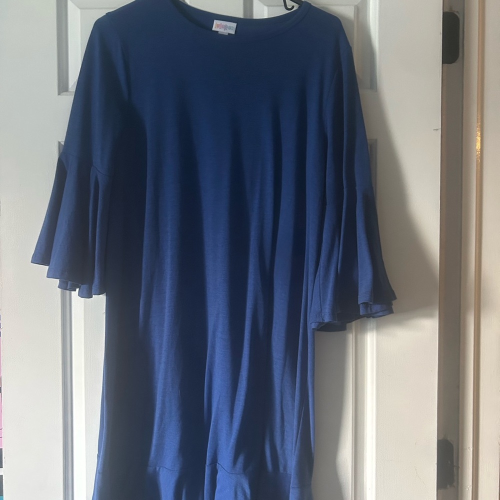 LuLaRoe Blue Flared Sleeve Dress